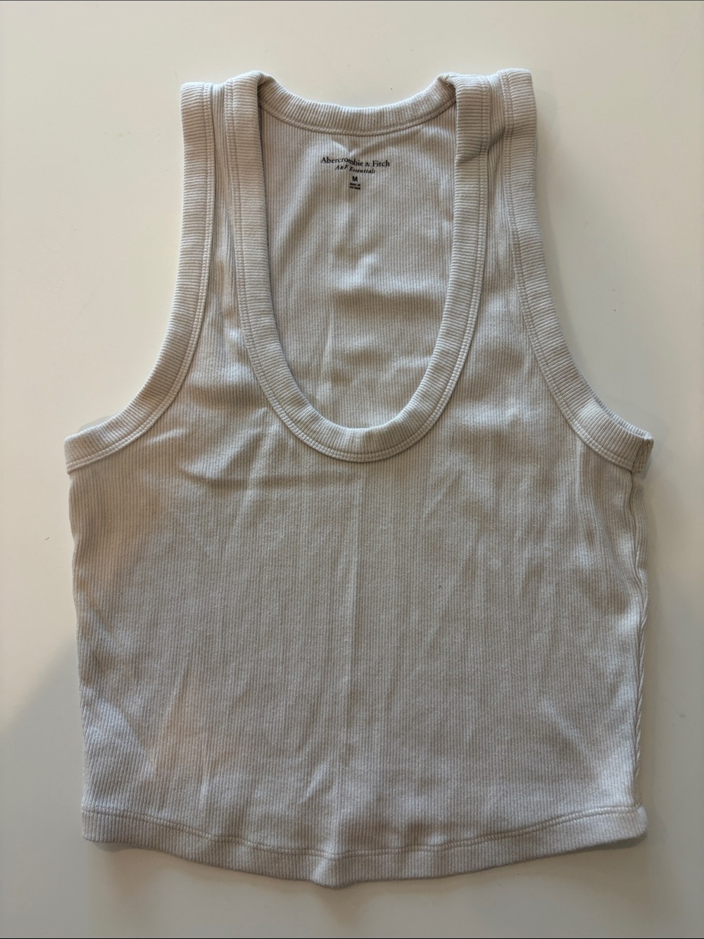 Abercrombie & Fitch Cream Ribbed Scoop Tank Top